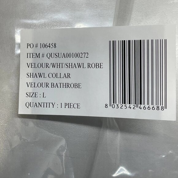 NEW FRETTE Unisex Velour Shawl Collar Bathrobe Size L - Picture 9 of 10